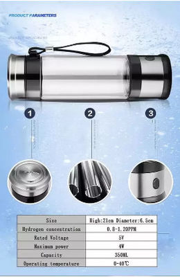 350ml portable 5vusb rechargeable water electrolytic ionizer high concentration hydrogen-rich water generator